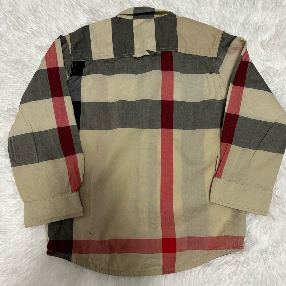 Burberry Beige and Black Plaid Button Down Shirt - Picture 2 of 4